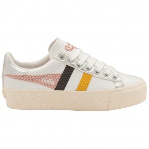 Gola Classics Orchid Platform Trident Snake Sneakers Blancas Rosas Colombia | 352VQKHEJ