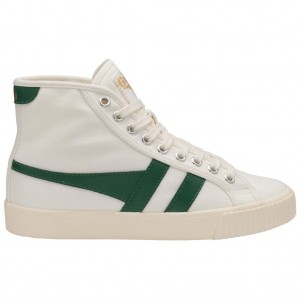Gola Classics Tennis Mark Cox High Sneakers Blancas Verde Oscuro Colombia | 174FVJQDP