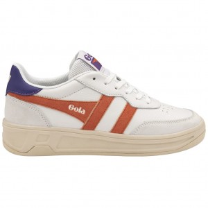 Gola Classics Topspin Sneakers Blancas Coral Azul Real Moradas Colombia | 168UIARTE