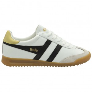 Gola Classics Torpedo Leather Sneakers Blancas Negras Limón Colombia | 467AYRNXW