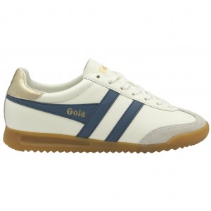 Gola Classics Torpedo Leather Sneakers Blancas Doradas Colombia | 369MEIQLJ