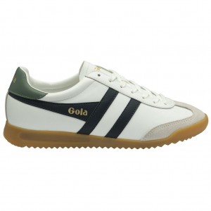 Gola Classics Torpedo Leather Sneakers Blancas Azul Marino Colombia | 086MJBXTN