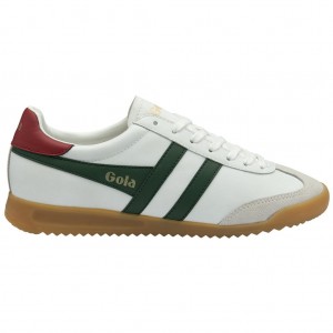 Gola Classics Torpedo Leather Sneakers Blancas Rojas Oscuro Colombia | 392ZLPRJW