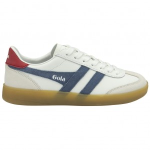 Gola Classics Viper Leather Sneakers Blancas Rojas Oscuro Colombia | 468UVFSYK