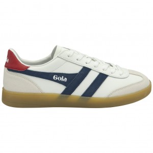 Gola Classics Viper Leather Sneakers Blancas Rojas Oscuro Colombia | 632RTVKAU