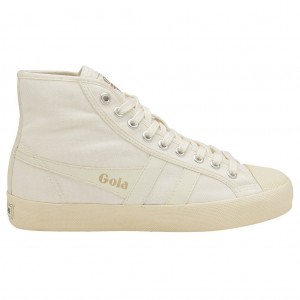 Gola Vegan Classics Coaster High Sneakers Blancas Blancas Colombia | 130ATHBIZ