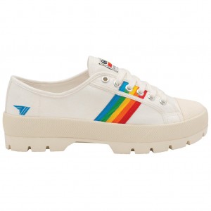 Gola Vegan Classics Coaster Peak Rainbow Shoes Blancas Colombia | 657IMSZGK