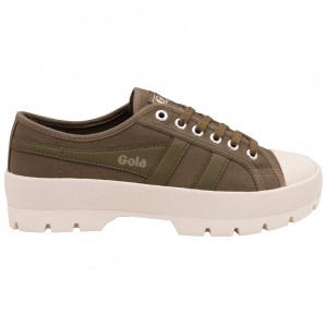 Gola Vegan Classics Coaster Peak Sneakers Kaki Kaki Blancas Colombia | 806FPBZQD