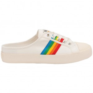 Gola Vegan Classics Coaster Rainbow Mule Plimsolls Shoes Blancas Colombia | 026FXLUOZ