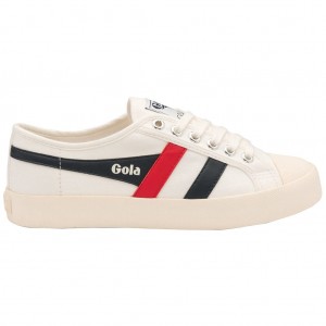 Gola Vegan Classics Coaster Shoes Blancas Azul Marino Rojas Colombia | 309IOPBFZ