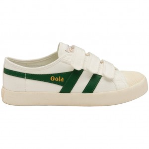 Gola Vegan Classics Coaster Strap Sneakers Blancas Verde Oscuro Colombia | 920DANFKM