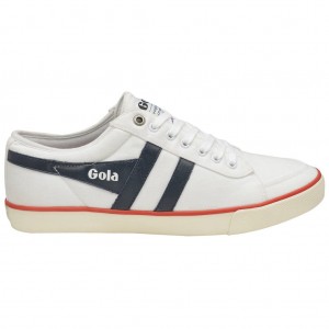 Gola Vegan Classics Comet Plimsoll Sneakers Blancas Azul Marino Rojas Colombia | 350PKBTJS