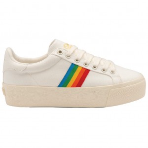 Gola Vegan Classics Orchid Platform Rainbow Shoes Blancas Colombia | 156MLXQZS