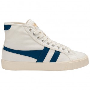 Gola Vegan Classics Tennis Mark Cox High Sneakers Blancas Azules Colombia | 654LHPXVN
