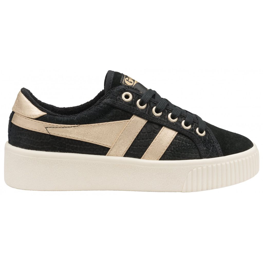 Gola Classics Baseline Mark Cox Mirror Shoes Negras Doradas Colombia | 675ZAFYKH