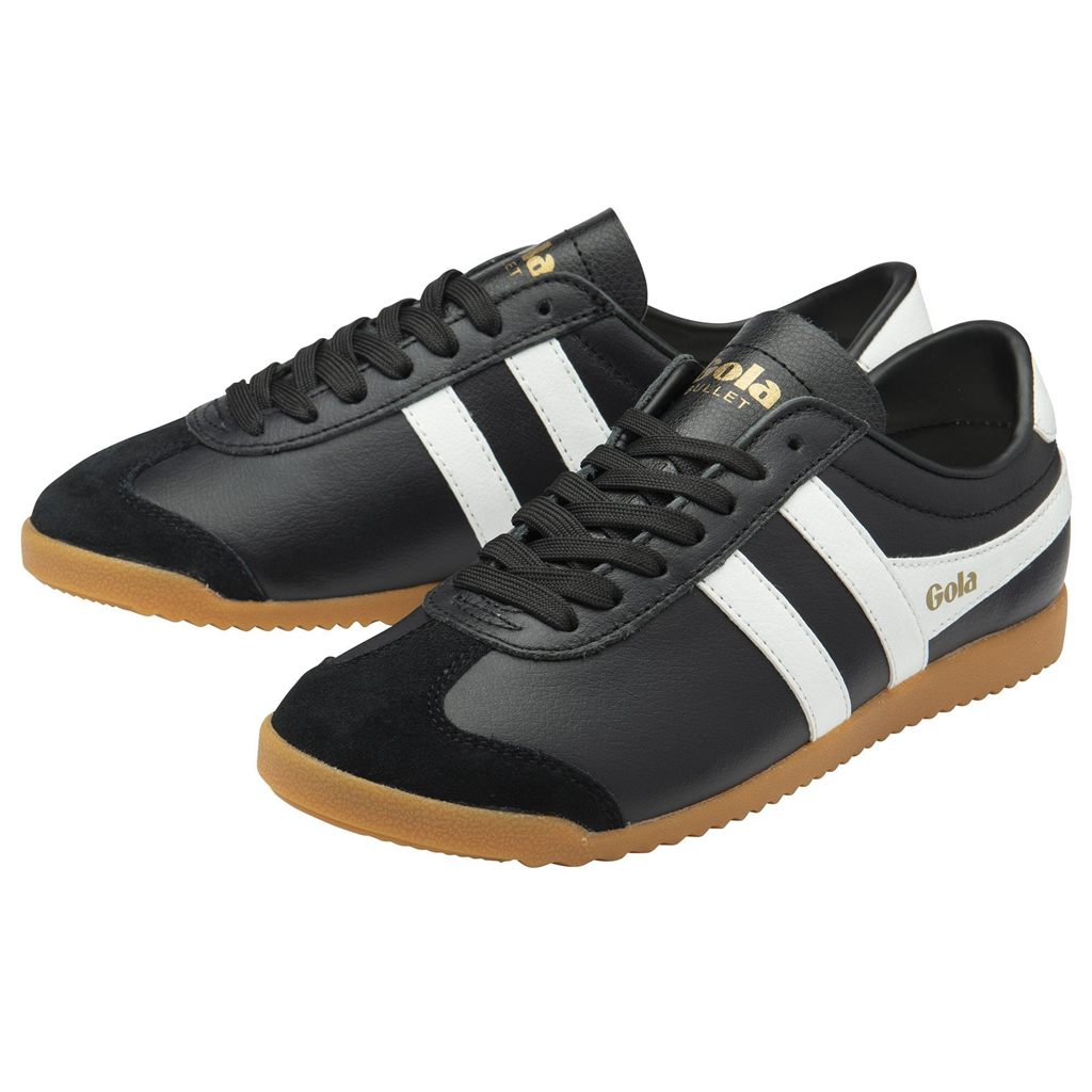 Gola Classics Bullet Leather Sneakers Negras Blancas Colombia | 415UPWKDN
