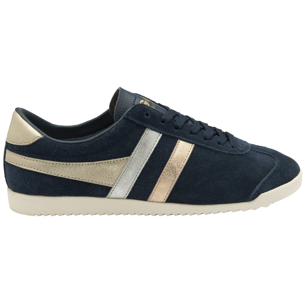 Gola Classics Bullet Mirror Trident Sneakers Azul Marino Plateadas Doradas Colombia | 609RTIPFX