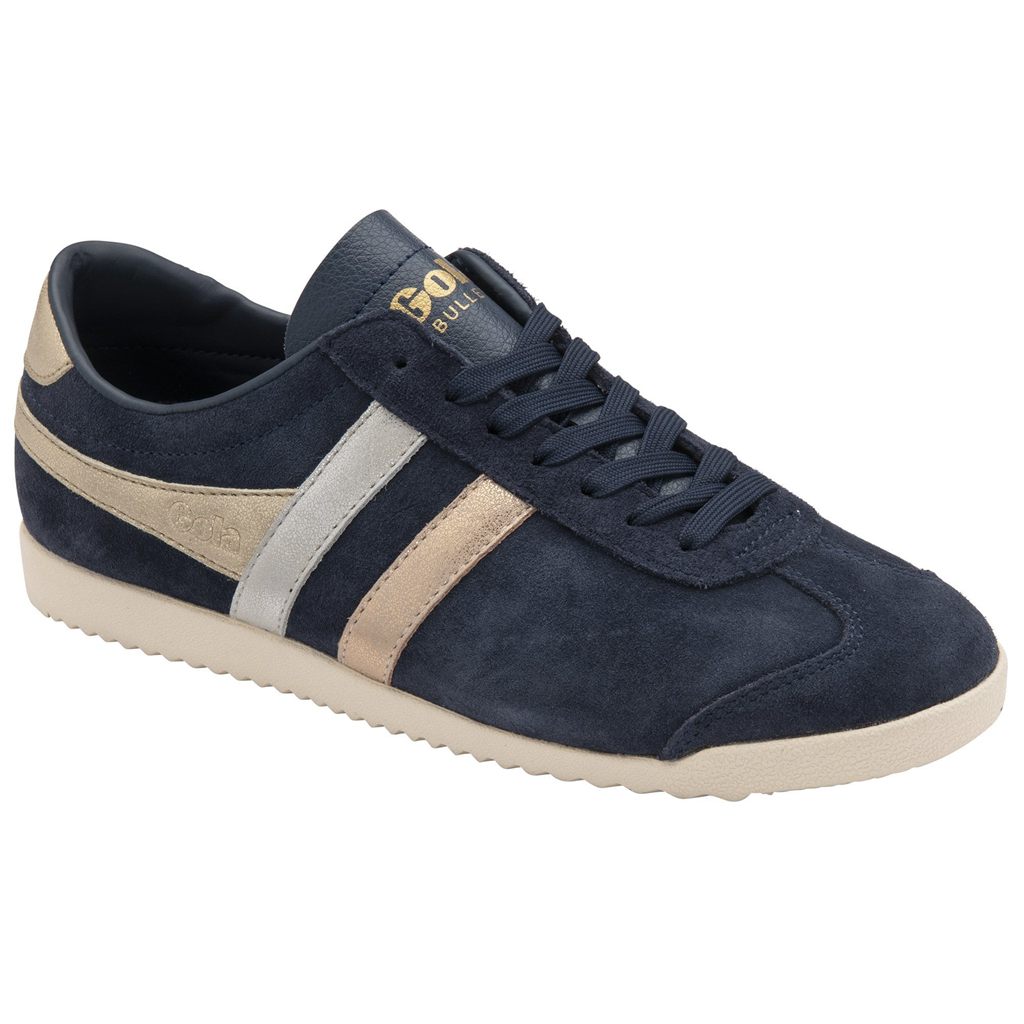 Gola Classics Bullet Mirror Trident Sneakers Azul Marino Plateadas Doradas Colombia | 609RTIPFX