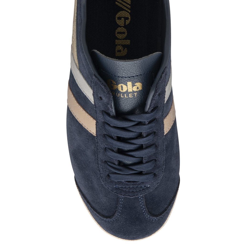 Gola Classics Bullet Mirror Trident Sneakers Azul Marino Plateadas Doradas Colombia | 609RTIPFX