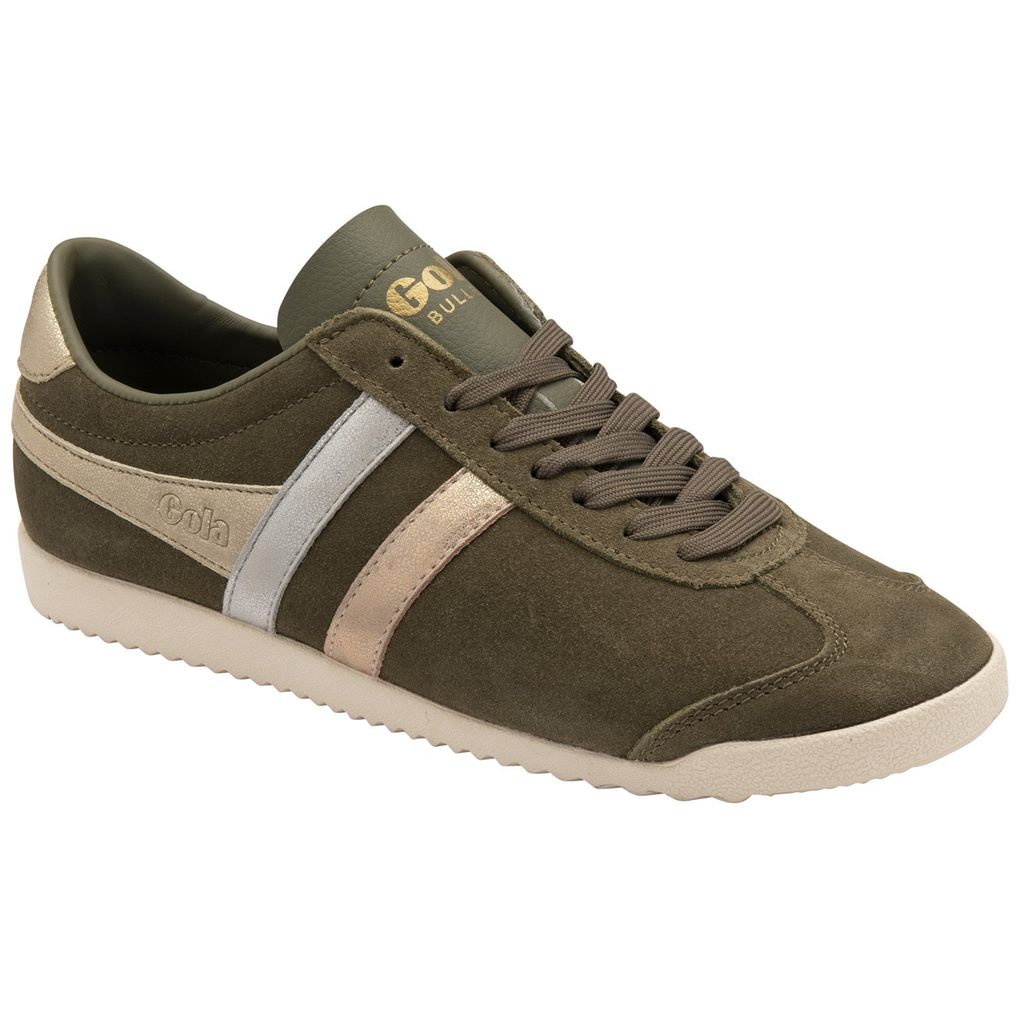 Gola Classics Bullet Mirror Trident Sneakers Kaki Plateadas Doradas Colombia | 218NOAKGP