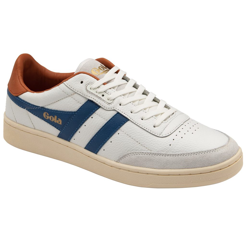 Gola Classics Contact Leather Sneakers Blancas Azules Naranjas Colombia | 390ZCOLJY