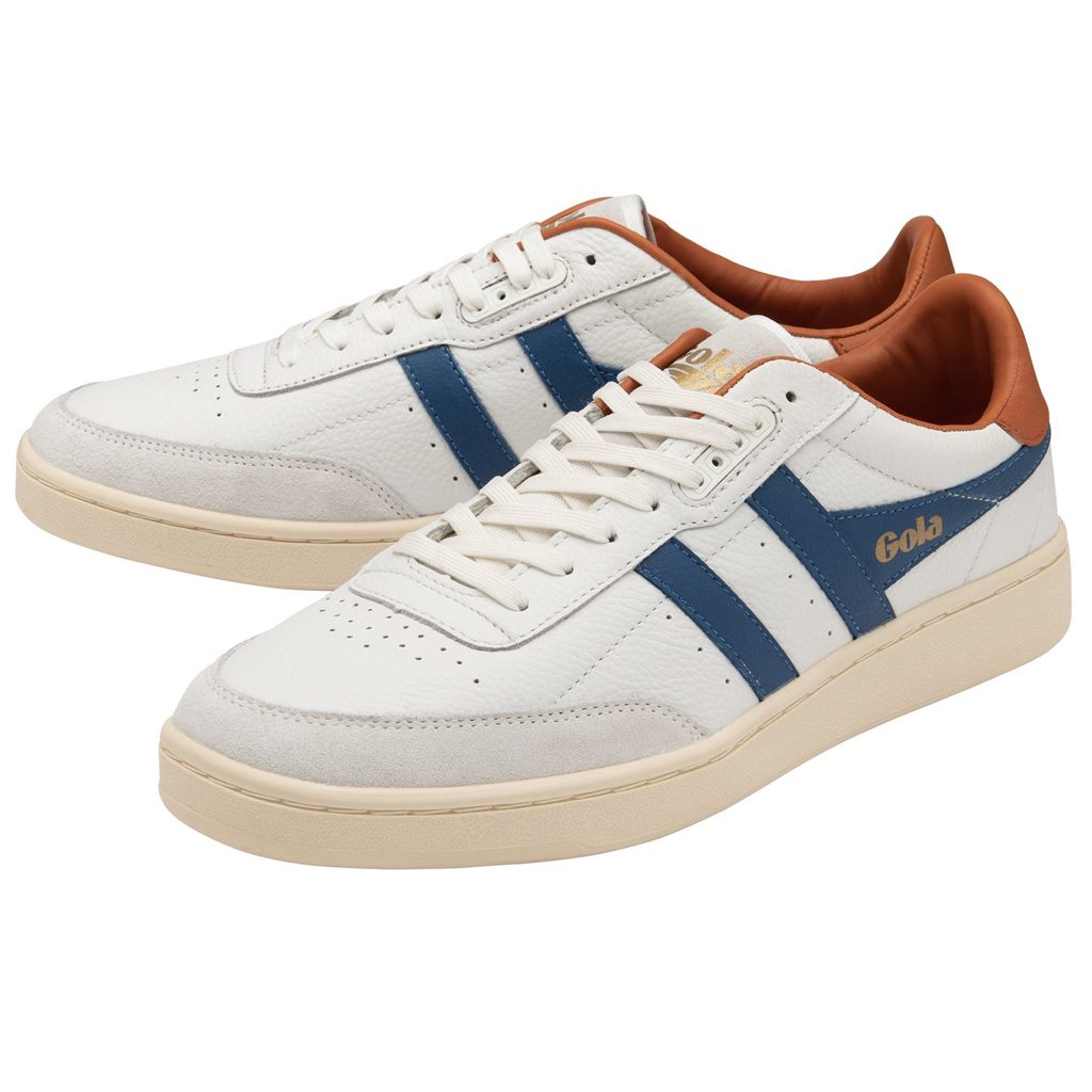 Gola Classics Contact Leather Sneakers Blancas Azules Naranjas Colombia | 390ZCOLJY