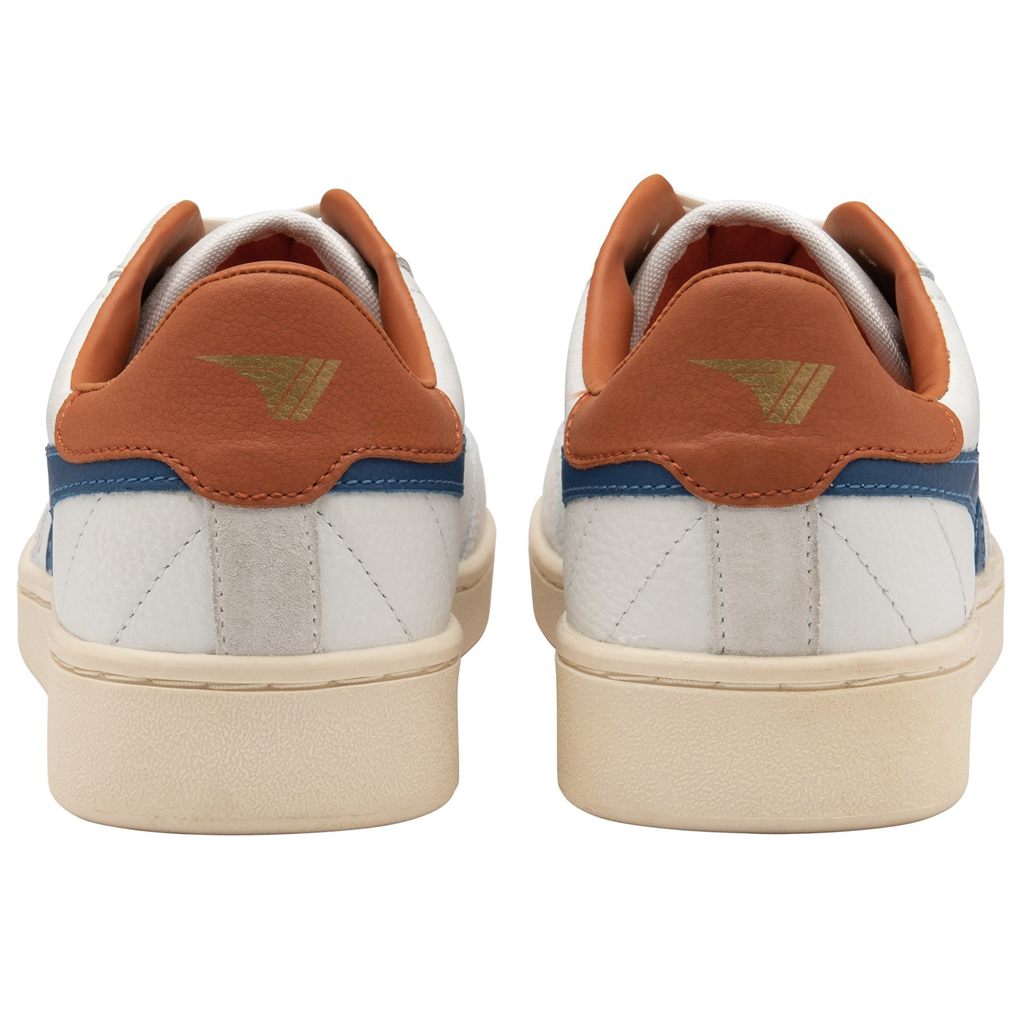 Gola Classics Contact Leather Sneakers Blancas Azules Naranjas Colombia | 390ZCOLJY