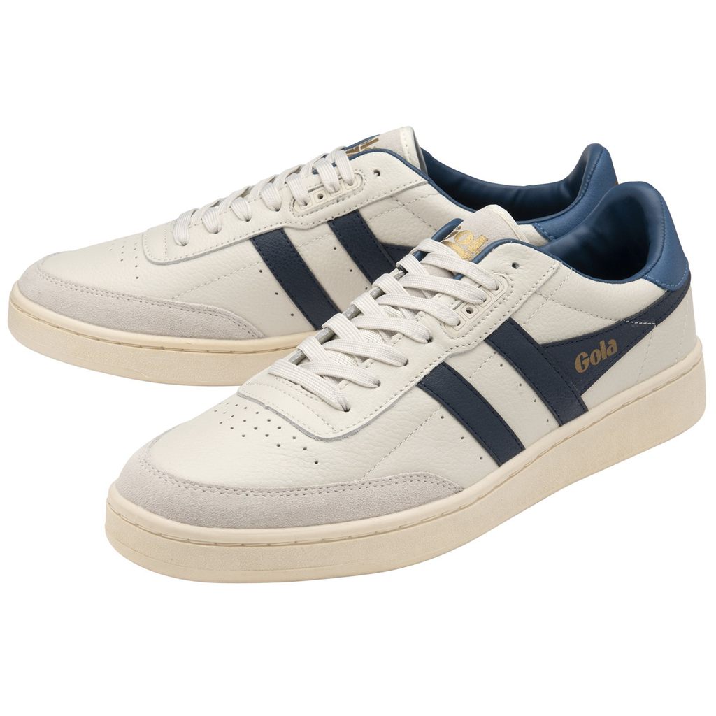Gola Classics Contact Leather Sneakers Blancas Azul Marino Azules Colombia | 985TMPNUS
