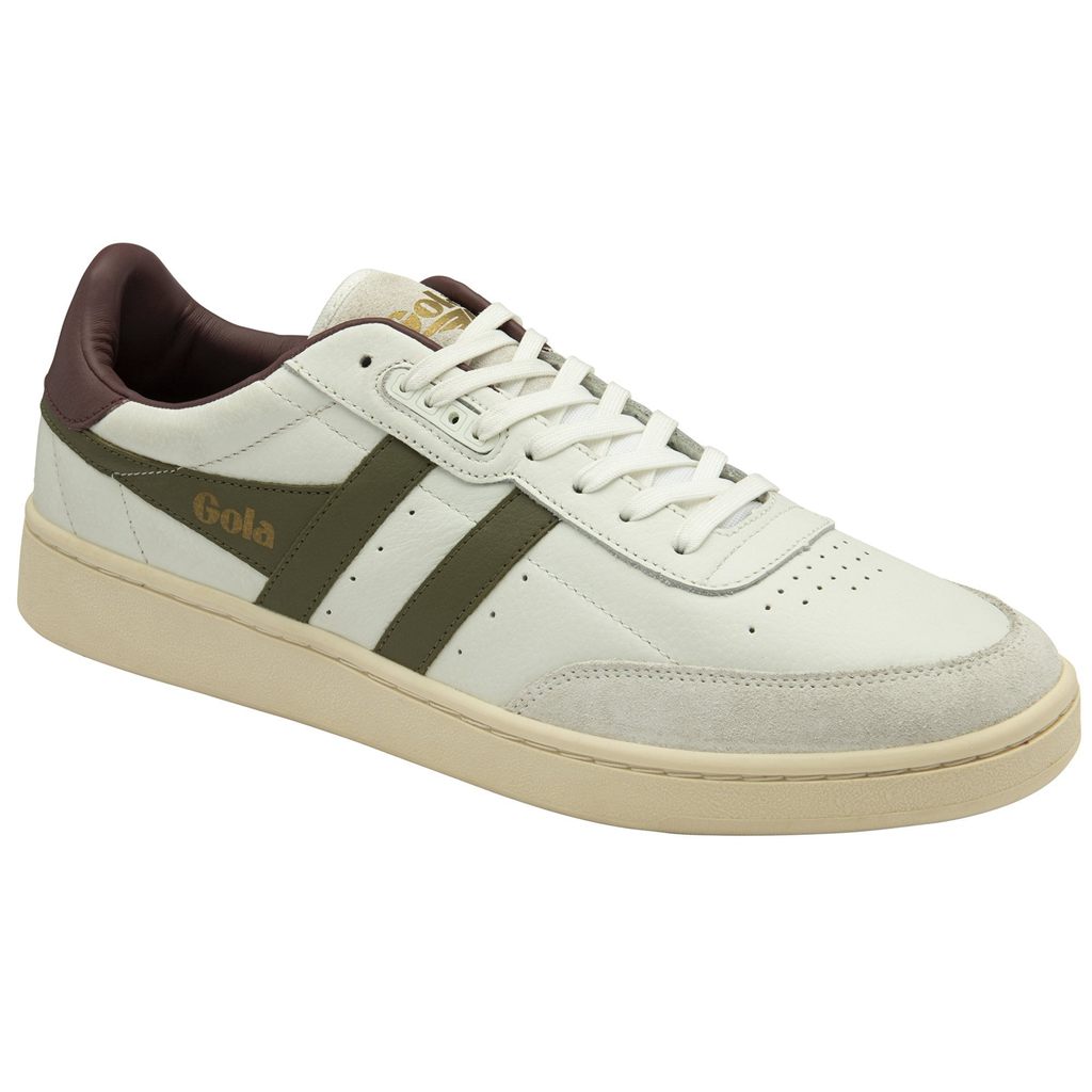 Gola Classics Contact Leather Sneakers Blancas Kaki Burdeos Colombia | 248LADYEB