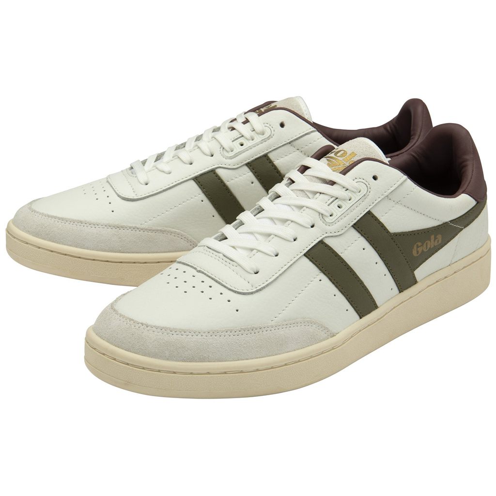 Gola Classics Contact Leather Sneakers Blancas Kaki Burdeos Colombia | 248LADYEB