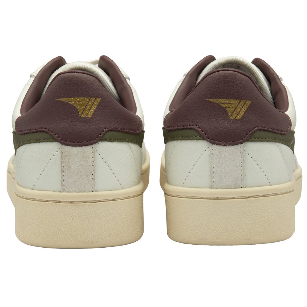 Gola Classics Contact Leather Sneakers Blancas Kaki Burdeos Colombia | 248LADYEB