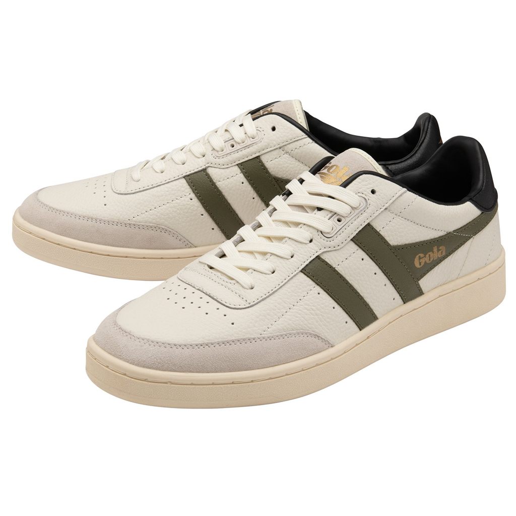 Gola Classics Contact Leather Sneakers Blancas Kaki Negras Colombia | 340BYEGMT