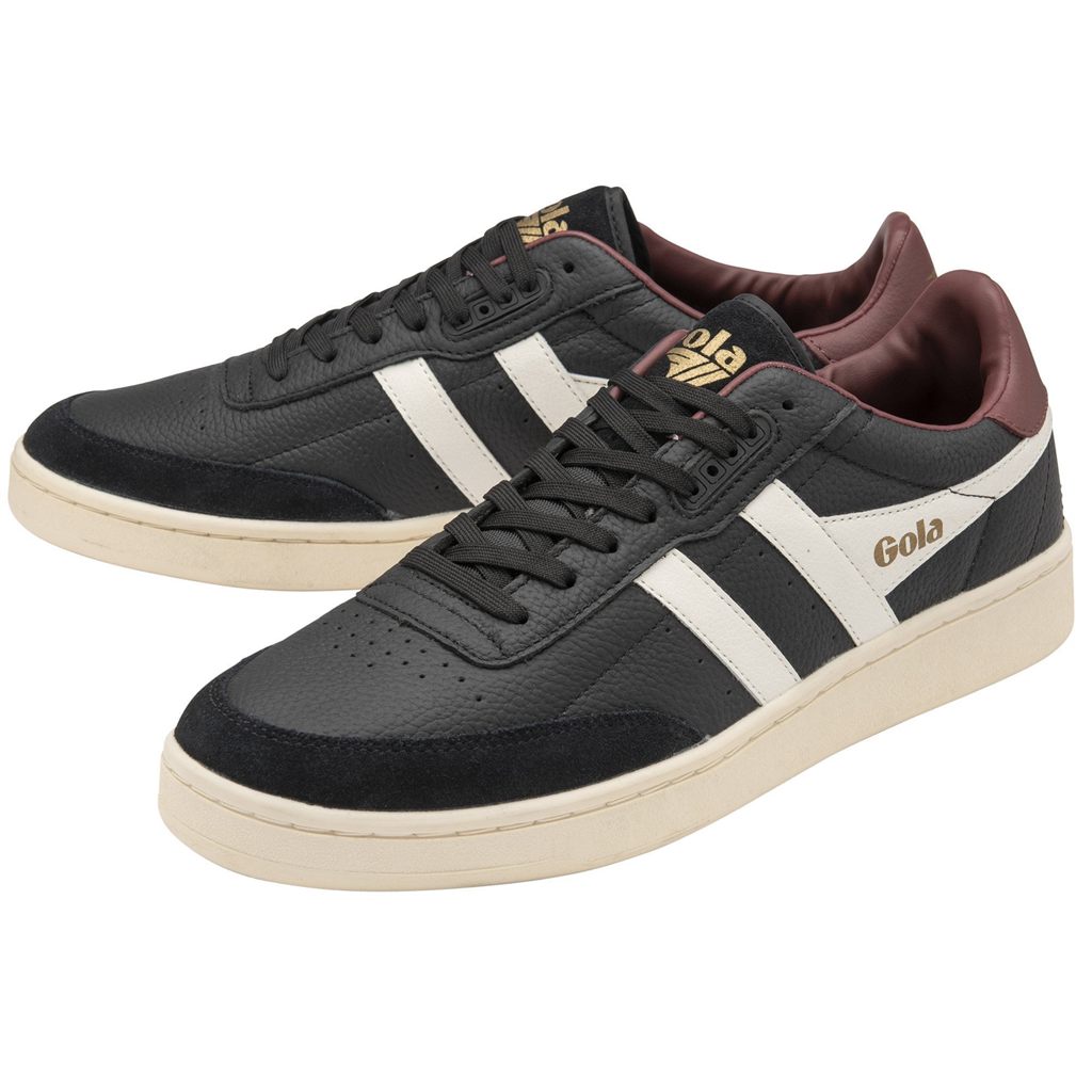 Gola Classics Contact Leather Sneakers Negras Blancas Burdeos Colombia | 731DXWKBU