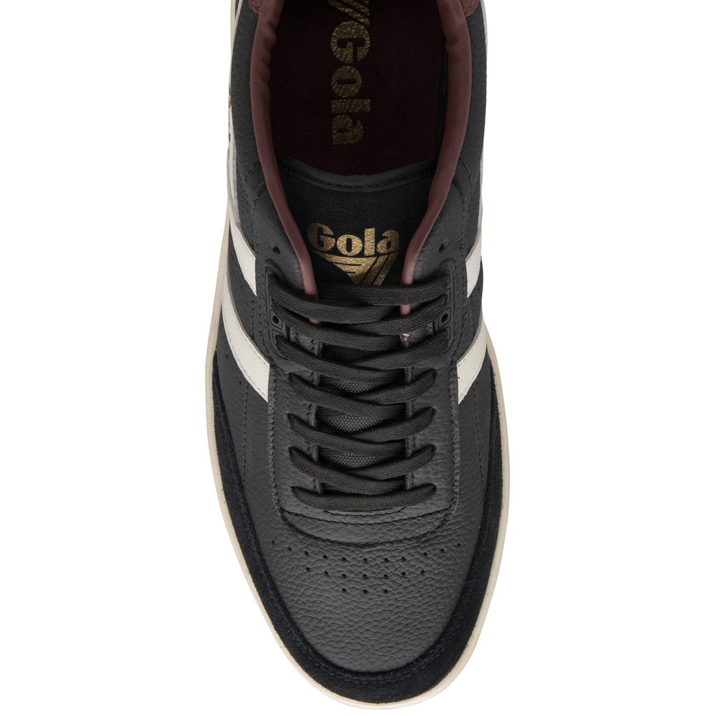 Gola Classics Contact Leather Sneakers Negras Blancas Burdeos Colombia | 731DXWKBU