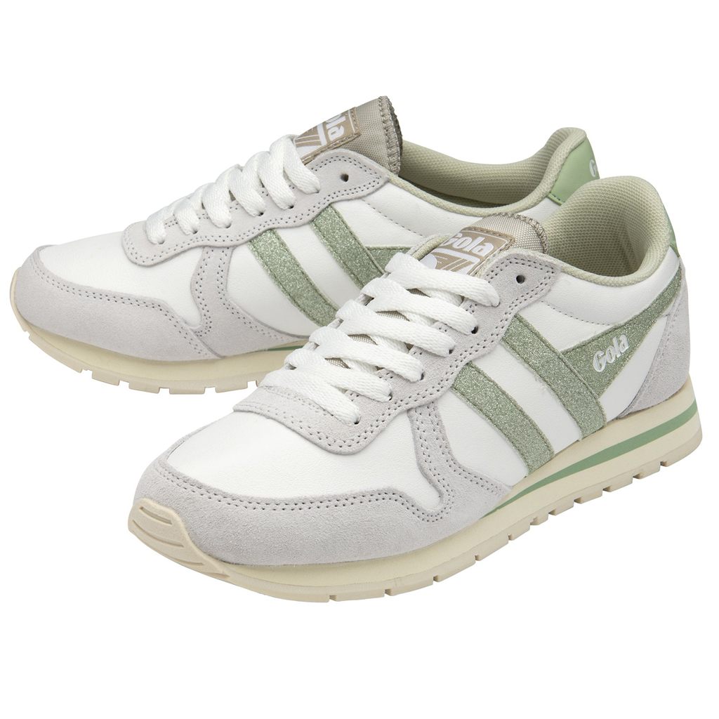 Gola Classics Daytona Glitter Sneakers Blancas Verde Claro Colombia | 253TSIZVR