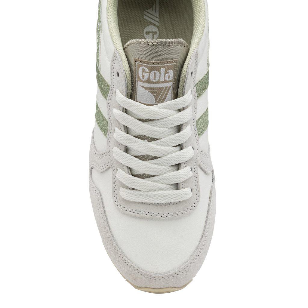 Gola Classics Daytona Glitter Sneakers Blancas Verde Claro Colombia | 253TSIZVR