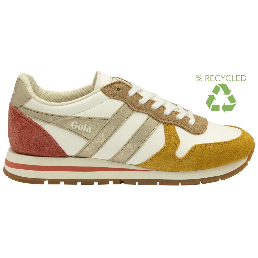 Gola Classics Daytona Quadrant Sneakers Blancas Doradas Colombia | 741ELCRID