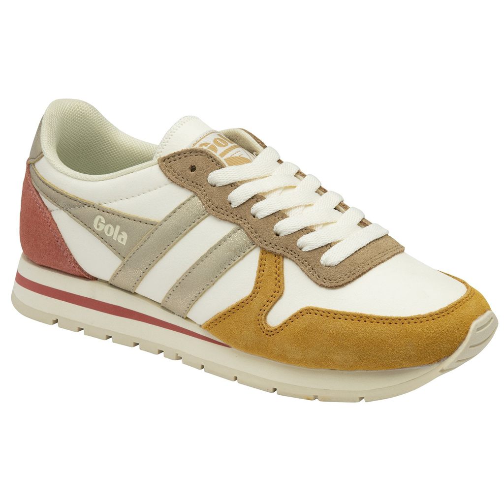 Gola Classics Daytona Quadrant Sneakers Blancas Doradas Colombia | 741ELCRID