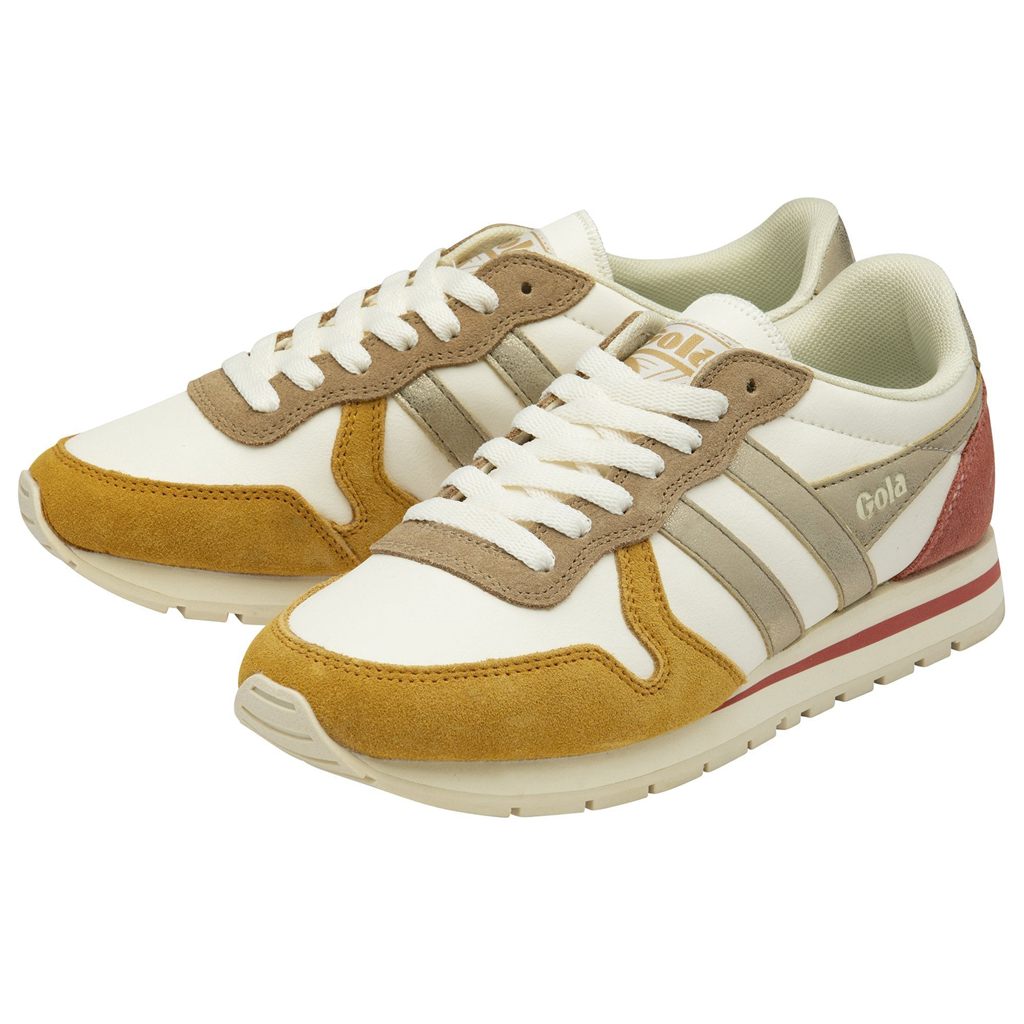 Gola Classics Daytona Quadrant Sneakers Blancas Doradas Colombia | 741ELCRID