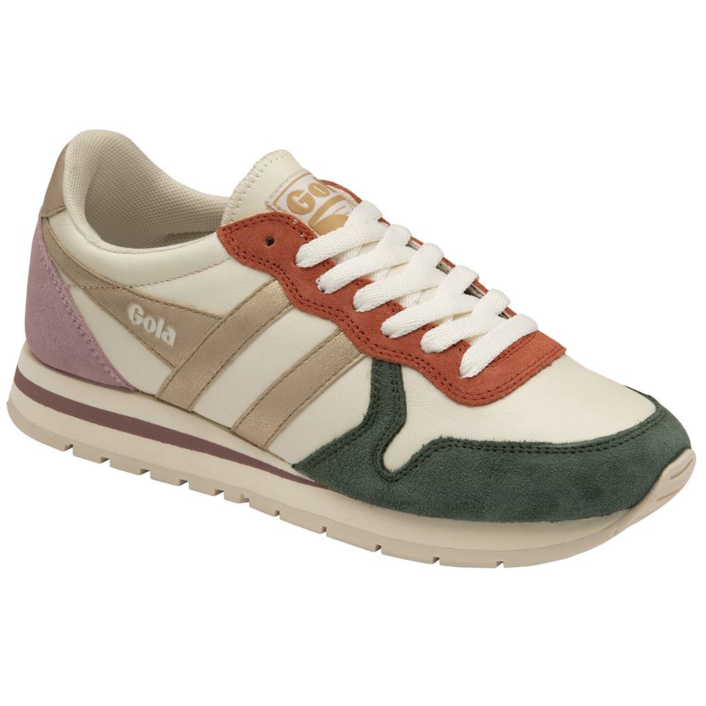 Gola Classics Daytona Quadrant Sneakers Blancas Doradas Rosas Colombia | 782DTJMSW