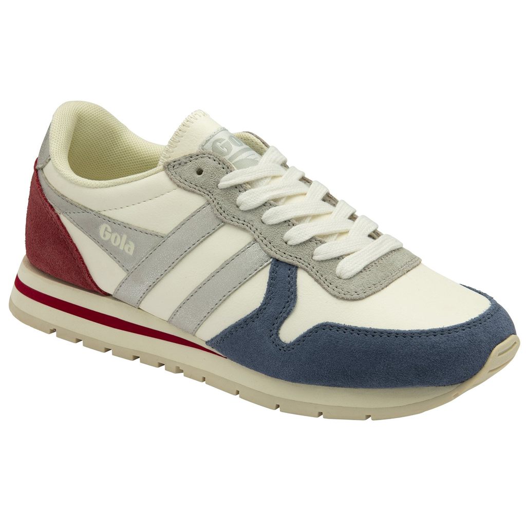 Gola Classics Daytona Quadrant Sneakers Blancas Plateadas Rojas Oscuro Colombia | 452FSTDBW