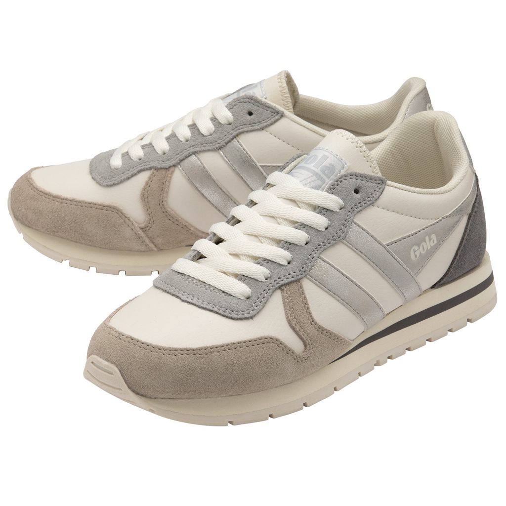 Gola Classics Daytona Quadrant Sneakers Blancas Gris Plateadas Colombia | 712GVARQN