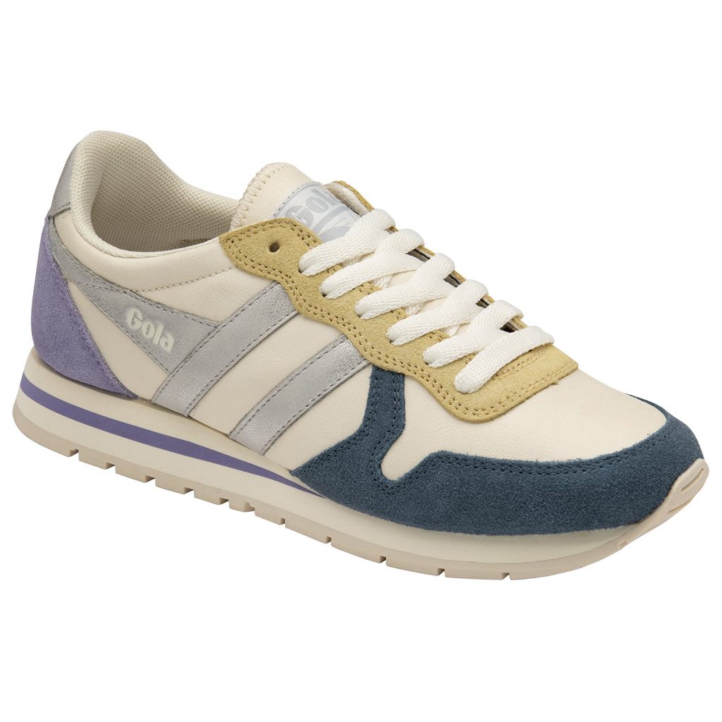 Gola Classics Daytona Quadrant Sneakers Blancas Plateadas Lavanda Colombia | 562TUEZAD