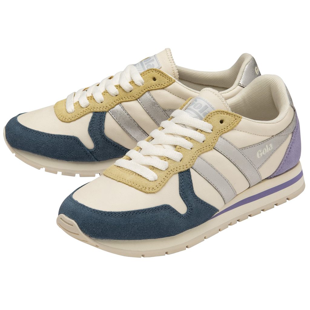 Gola Classics Daytona Quadrant Sneakers Blancas Plateadas Lavanda Colombia | 562TUEZAD