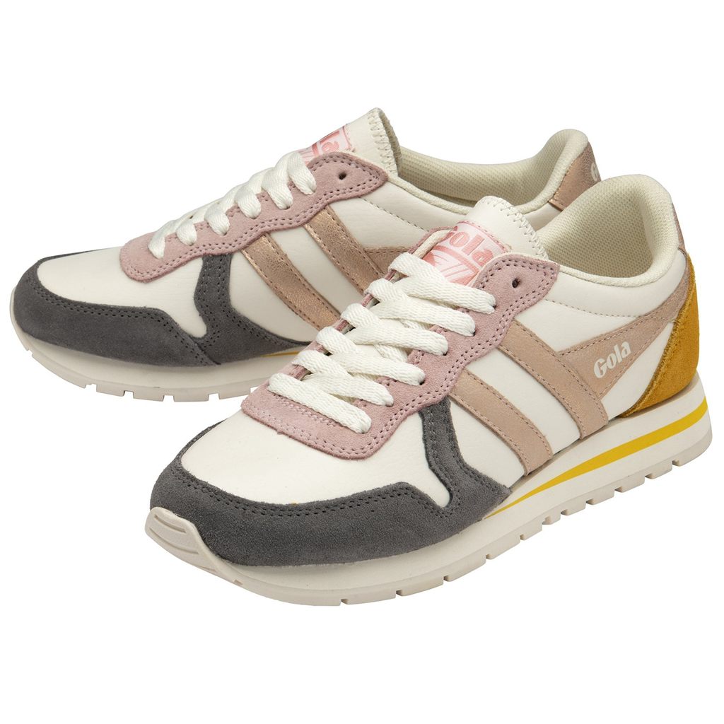 Gola Classics Daytona Quadrant Sneakers Blancas Rosas Doradas Colombia | 197FMZSVT