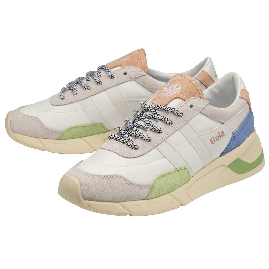 Gola Classics Eclipse Trident Sneakers Blancas Verde Azules Colombia | 192WKUOYS
