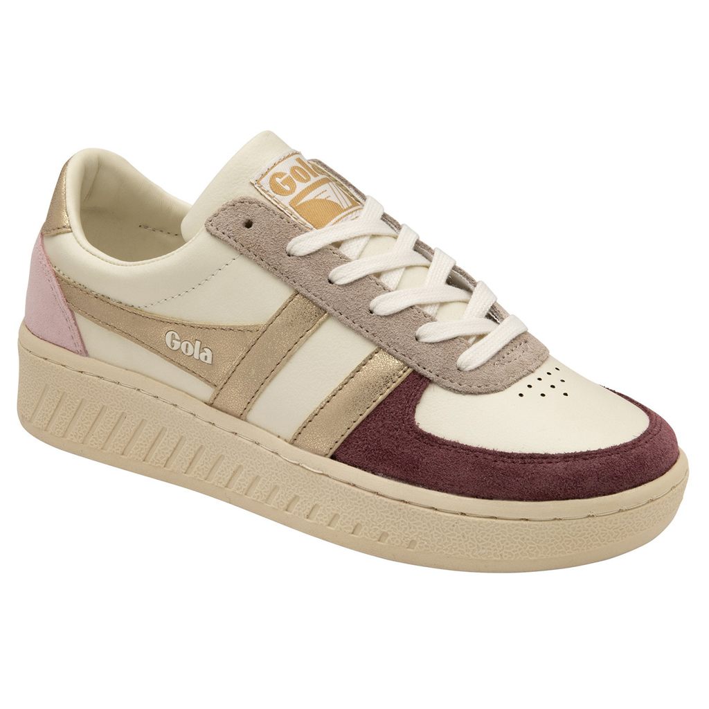 Gola Classics Grandslam Quadrant Sneakers Blancas Doradas Rosas Colombia | 074GNCJRT