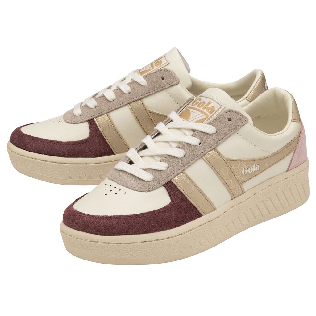 Gola Classics Grandslam Quadrant Sneakers Blancas Doradas Rosas Colombia | 074GNCJRT