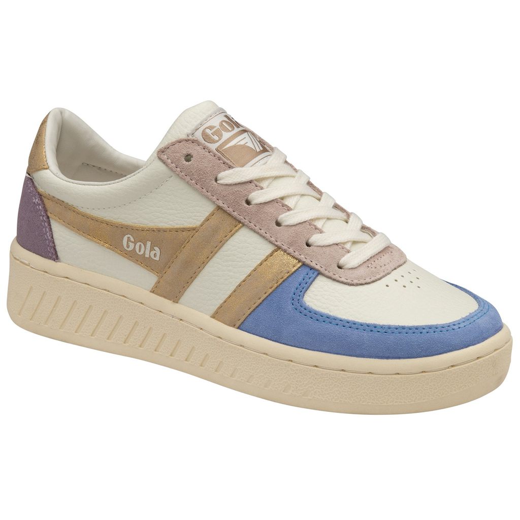 Gola Classics Grandslam Quadrant Sneakers Blancas Azules Doradas Colombia | 941RUMLKG