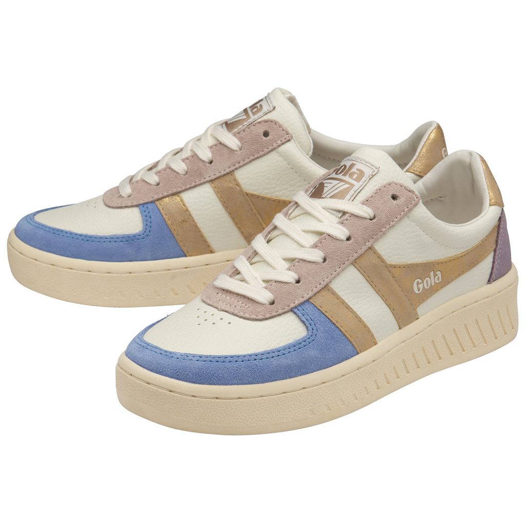 Gola Classics Grandslam Quadrant Sneakers Blancas Azules Doradas Colombia | 941RUMLKG